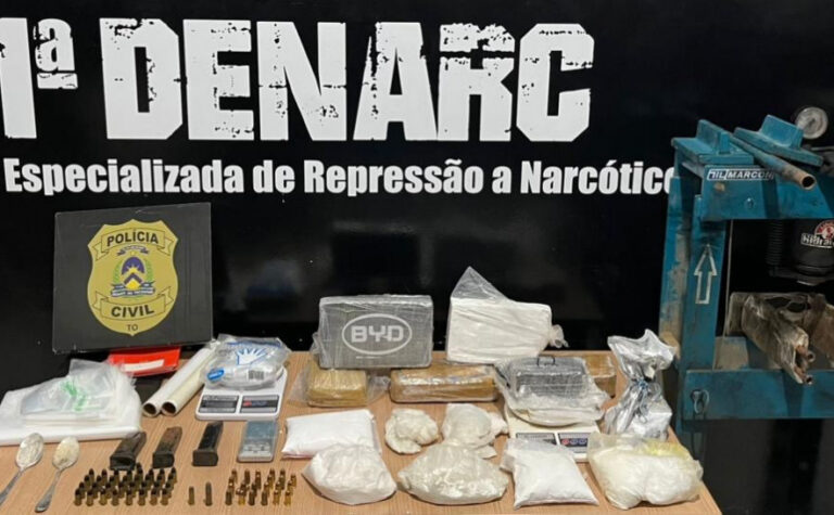 Em Palmas, operação da Polícia Civil prende traficante, fecha laboratório de drogas e apreende arma de fogo e entorpecentes